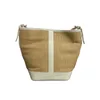 luxurious Design Large Capacity Beach Bag for Women Wicker Shoulder Tote Bag Khaki Buckle Closure Tote Bag Simple Commuter 269V#