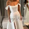 elegant Satin Mermaid Wedding Dres For Woman 2024 Strapl Off The Shoulder Side Slit Bride Robe Butt Vestidos De Novia 204R#