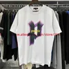 Męskie koszulki dobrej jakości fioletowe mody T-shirty mężczyzn Purple Women Graffiti Kolorowy druk TEE Vinrage T Shirt J240330