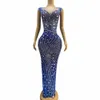 sexy Stage Sier Sequins Rhinestes Blue Dr Outfit Photo Shoot Dance Nightclub Costume Female Singer Dance Party Wear E7eL#