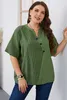 Camicetta taglie forti da donna Top Stampa a righe Cuciture T-shirt casual Girocollo con intaglio Maniche corte T-shirt estiva Panno oversize x7RO #