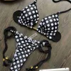 Women's Swimwear Vintage Dot Stripe Bikini Tassel Strappy Triangle Swimsuit Padded Thong Beach Brazil Women Bathing Suit Vacation Outfit yq240330