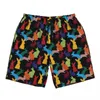 Shorts masculinos colorido placa verão animal impressão moda calças curtas homens correndo design respirável troncos de natação