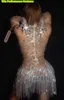 Latin Dance Performance Dr Chandelier Sier Tassel Hot Diamd One-Piece Sexig Jazz Kort kjol Stage Samba Busin X7GI#