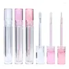 Bouteilles de stockage Tube de brillant à lèvres transparent Vide Conteneur d'emballage rond Couvercle rose clair 5,5 ml Liquide Rouge à lèvres Huile à lèvres Emballage cosmétique