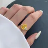 Bagues de cluster Wong Rain 925 Sterling Silver Crushed Cut Lab Citrine Gemstone Fine Bague pour femmes Mariage Engagement Bijoux en gros