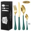 Set di stoviglie da 24 pezzi Servizio di posate per posate in acciaio inossidabile per 6 persone cucina che mangia coltelli da utensile forchette per cucchiai