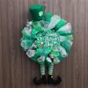 Fiori decorativi St Day Leprechaun Wreath Ribbon Decor per il mondo di bosso dell'Avvento a LED all'aperto