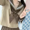 Uniforme giapponese Marrone Seifuku Scuola Vestito alla marinara Donne Studente coreano JK Uniforme da marinaio Top Cosplay Inverno Ragazze Gonna a pieghe 04Hx #