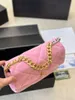 2024SS Luxury Designer Bag chanail19 Velvet Bag Cover Bag soft texture goat leather with diamond check design elements crossbody link patchwork shoulder handbag