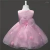 Meninas Vestidos Menina Nascida Adorável Sem Mangas Branco Rosa Vestido Crianças Macio Vestidos Infantis Princesa Criança Bebê Festa Drop Delivery Materni Dhzcn