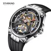 Armbanduhren STARKING Tourbillon Mechanische Uhr Für Männer Sport Silikon Armband 50M Wasserdicht Skeleton Uhren Reloj Hombre