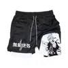 Jujutsu Kaisen Anime Gym Shorts Men 2 i 1 Performance Sports Short Pants Workout Fitness Jogging Quick Dry Running Black 240323