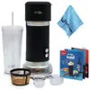 Mr. Coffee Iced Single Cup Hot Cold Coffee Hine, Equipped with A 22 Ounce (approximately 650.6 Milliliters) Reusable Glass Cup, Filter, and Household Cloth