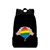Рюкзак хип -хоп роскошный ноутбук рюкзаки рюкзаки студенты школьные сумки красочные ЛГБТ 3D -печать Оксфордская водонепроницаемая девочка маленькая