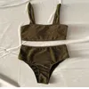 Costumi da bagno donna 2024 Nuovo bikini tinta unita sexy costume da bagno diviso a vita alta per le donne yq240330