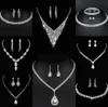 Waardevolle Lab Diamond Sieraden set Sterling Zilveren Bruiloft Ketting Oorbellen Voor Vrouwen Bruids Verlovingssieraden Cadeau g5Ab #