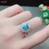 Cluster Ringe Boutique Edlen Schmuck 925 Sterling Silber Natürliche Edelsteine Blau Topas Einstellbar Weibliche Miss Frau Mädchen Ring Unterstützung test