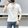 NOVEDAD DE VERANO 2024, camiseta informal de manga corta ajustada con cuello redondo y transpirable con estampado de diamantes a la moda informal para hombre