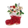 Brooches Design Crystal Jewerly Pretty Rhinestone Christmas Socks Brooch Pin