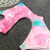 Kvinnors badkläder Deep V Sexig Buckle Design Bikini Solid Color One-Piece Swimsuit One Shoulder Hollow Midje