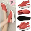 Dress Shoes Summer Women Sandals Platform Wedges Leather Swing Peep Toe Casual Walk Flats Size 42