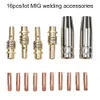 16pcs15AK Welding Torch Consumables TIG Welding Tool 0.8mm 1.0mm Tig MIG MAG Torch Gas Nozzle Tip Holder Welding Equipment