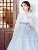 New Blue Hanbok för kvinnor koreansk traditionell kostym minoritet palats prestanda domstol kläder fr bröllop fest dance dr 126e#
