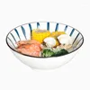 Bowls Ramen Bowl Japanese 8-inch Bamboo Hat Soup Instant Noodles Ceramic Sea