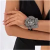 Chokers Übertriebene große Strass-Blumen-Kurzhalskette für Frauen Goth Elegant Black Veet Aesthetic Wed Schmuck Geschenk Dhgarden Dhwyo