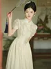 Vêtements ethniques 2024 Robe traditionnelle chinoise Qipao Oriental Vintage Rétro Lady Style français Cheongsam Fleur Broderie