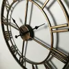 Nowoczesne duże zegary 3D Numer rzymskie retro okrągłe metalowe żelazo Dokładne ciche nordyckie wiszące ozdoby dekoracja salonu 240318