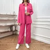 Vêtements de sport pour femmes, automne/hiver, couleur unie, pantalon haut habillé, costume pour mariage, combinaisons à jambes larges pour femmes