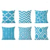 Pillow Geometric Cover Dark Blue Cotton Linen Sofa Nordic Decorative Kussenhoes Home Decor 45 Case