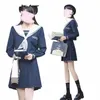 65 cm rok Uniform Sets Japanse Vrouwen meisje JK uniform pak Korte/lg Mouw Schooluniformen Geplooide lg rok Matrozenpakje W5Cb #