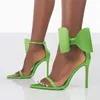 Casual Shoes Thin Buckle Heel Bowtie Square Toe Heels Chartreuse Comfort Concise Women Solid Strap Combination Matching