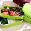 Bottles Jars Creative Creative Eco-Findly Lunch Fox for Kids 1400ml Food Cintainer Portable Bento Leakproof Microwavable Storage 210423 D Dh1tc