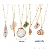 Pendant Necklaces Isang New Fashion Gold Plated Seashell Conch Necklace American European 18K Chain Summer Beach Jewellry Drop Deliver Otpyb