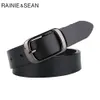 RAINIE SEAN White Belt Women Cowskin Genuine Leather Women Belt High Quality Brand Buckle Ladies Belts for Jeans 110cm 240315