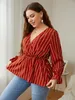 women's Elegant Blouses Cott Loose Stripe Korean Collar Foreigned Style Commuter Shirt Lg Sleeve Plus Size Female Clothing c78x#