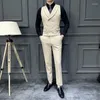 Herrdräkter Mens Lapel Double -Breasted Vest eller Suit Pants 2st Set (byxor och väst) - Groomsmen klädsel Män kostym Mariage Homme
