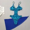 Costume da bagno da donna blu lucido a vita alta bikini2024 scava fuori 2 pezzi gonna di garza costume da bagno estivo vacanza al mare costume da bagno senza schienale yq240330