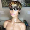 NXY VHAIR Wigs 27 Färg Höjdpunkt Short Cut Bob Hushår med naturliga lugg för kvinnor Brasiliansk rak maskin Made Wig 240330