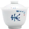 Ensembles de service à thé, bol couvert de calligraphie d'écriture Pure, tasse chinoise unique avec couvercle, service à thé, poignée, infuseur Anti-brûlure