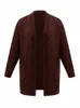 onelink Solid Brown Suede Wool Plus Size Autumn Winter Women Open Cardigan Sweater Oversize Geometric Pattern Knitting Clothing D6ZY#