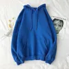 Dayifun-Women Hoodie Pocket Artı Boyutu Katı Sıradan LG Kollu Çift Üstler Gevşek Bahar Sonbahar Yeni 2023 Pullover Sweatshirt V8ig#