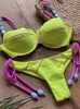 Kvinnors badkläder Sexig bikini 2022 Push Up Bikini Set Yellow badkläder Kvinnor Micro Swimwear Womens Bandage Biquini Beach Badkläder Tvådel badkläder J240330