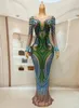 Sexy Sparkly Blue Pearls Green Rhinestes Nude Transparent Dr Anniversaire Célébrer Costume Soirée Danse Performance Robes u4xL #