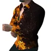 Casual herenoverhemden Topshirt Party T Dress Up 3D Graphics Button Down Collared Lange mouw Heren Mannelijke Comfortabele mode