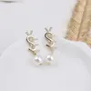 Stud Fashion Stud Earrings Woman Brand Luxury 18K Gold Plated Designer Earring Pearl Crystal Letter Jewelry Women Wedding Accessories Gifts